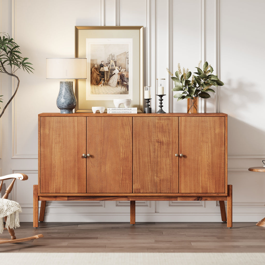 Vintage Sideboard Buffet Cabinet with 4 Doors - Brown or Natural