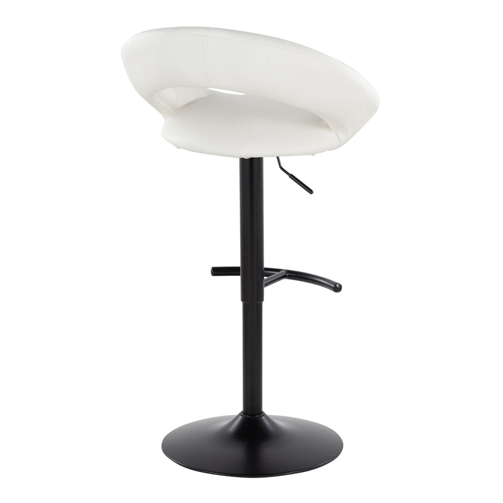 Contemporary Adjustable Barstool Set with Swivel & Rounded T Footrest - Black or White