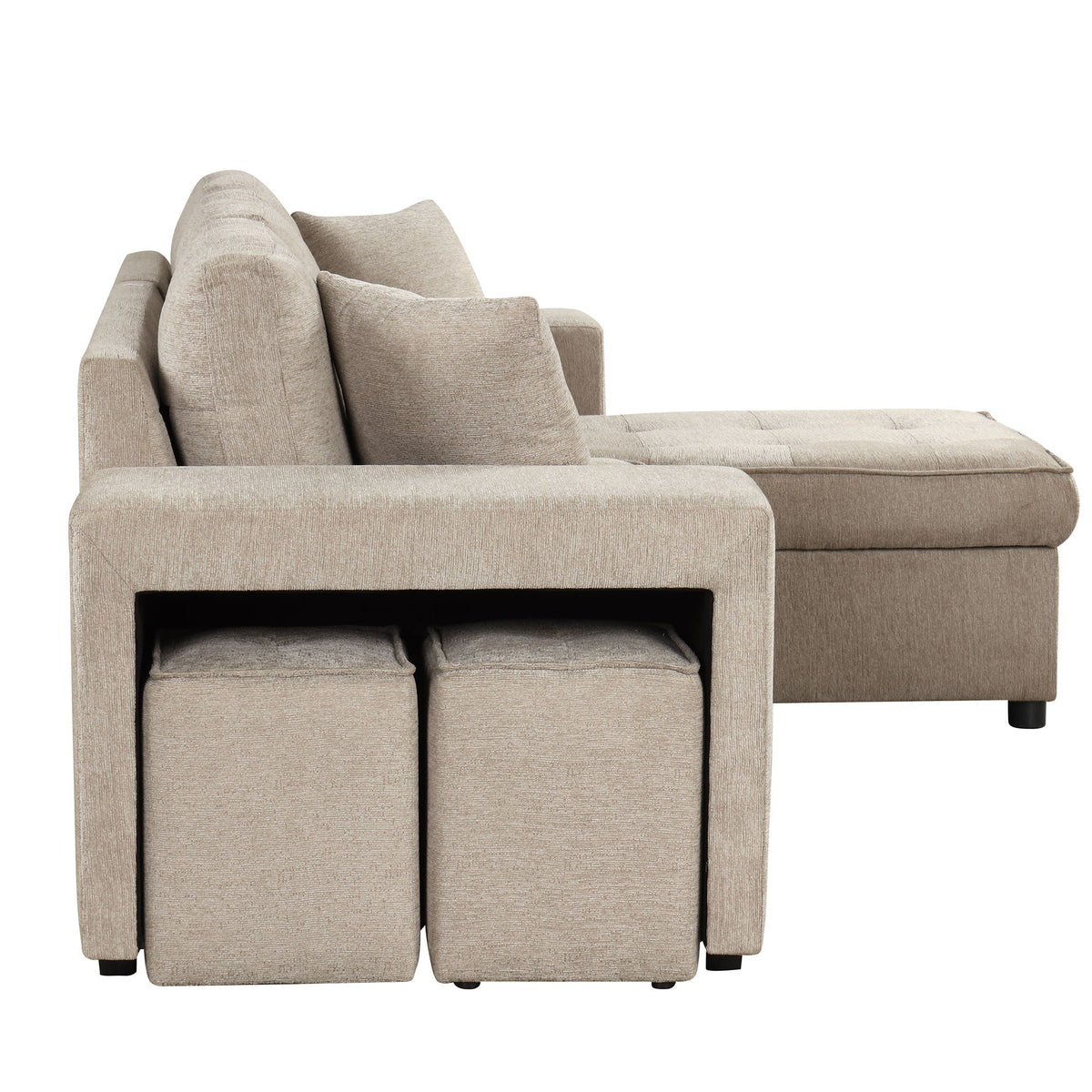 Reversible L-Shape Sleeper Sectional Sofa with Storage Chaise and 2 Stools - Multiple Colors
