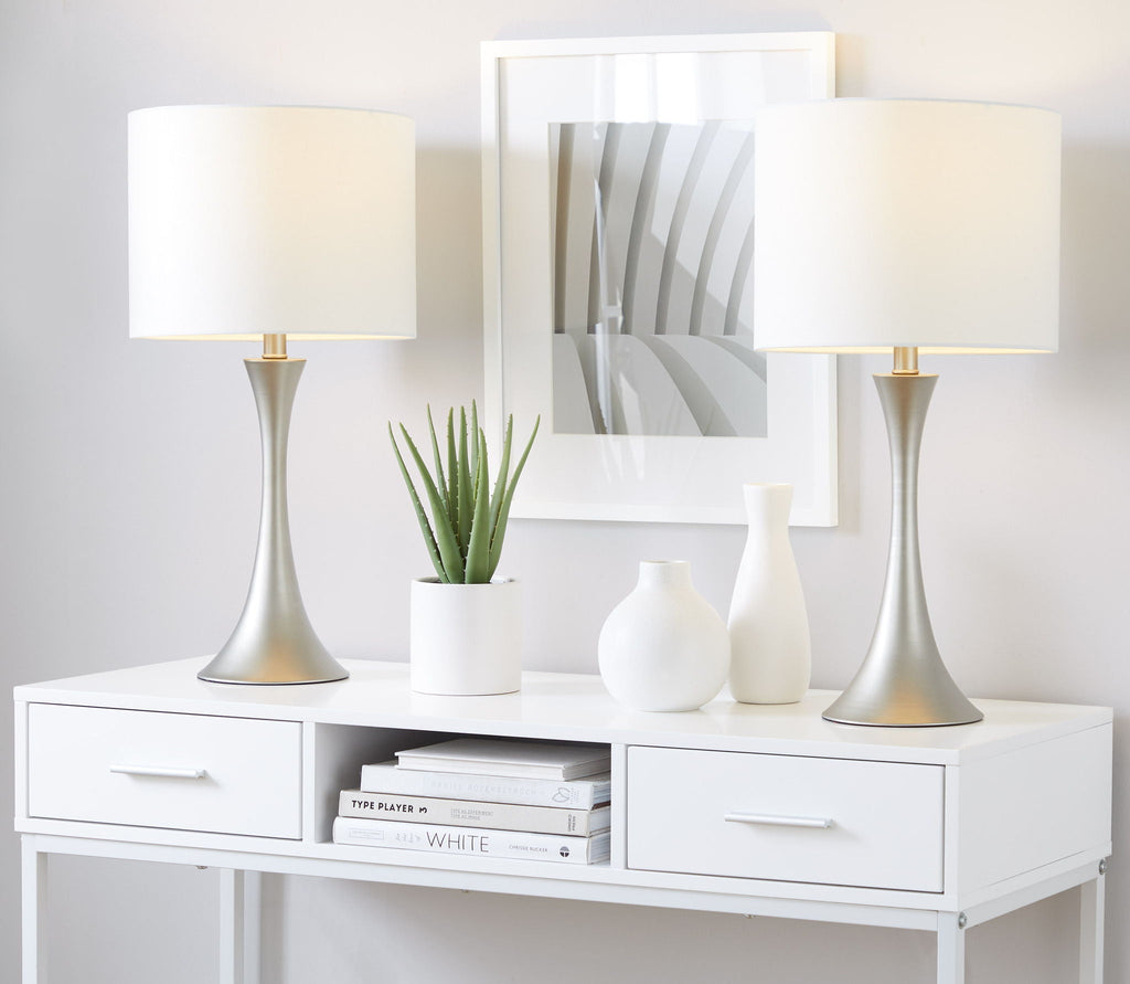 Contemporary & Modern Table Lamp Set with 3-Way Switch – Gold, Black, or Pearl Silver