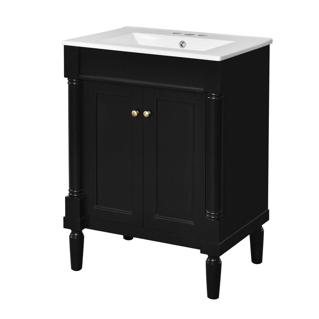 Bathroom Vanity With Top Sink and Two-Tier Storage Cabinet - Multiple Colors