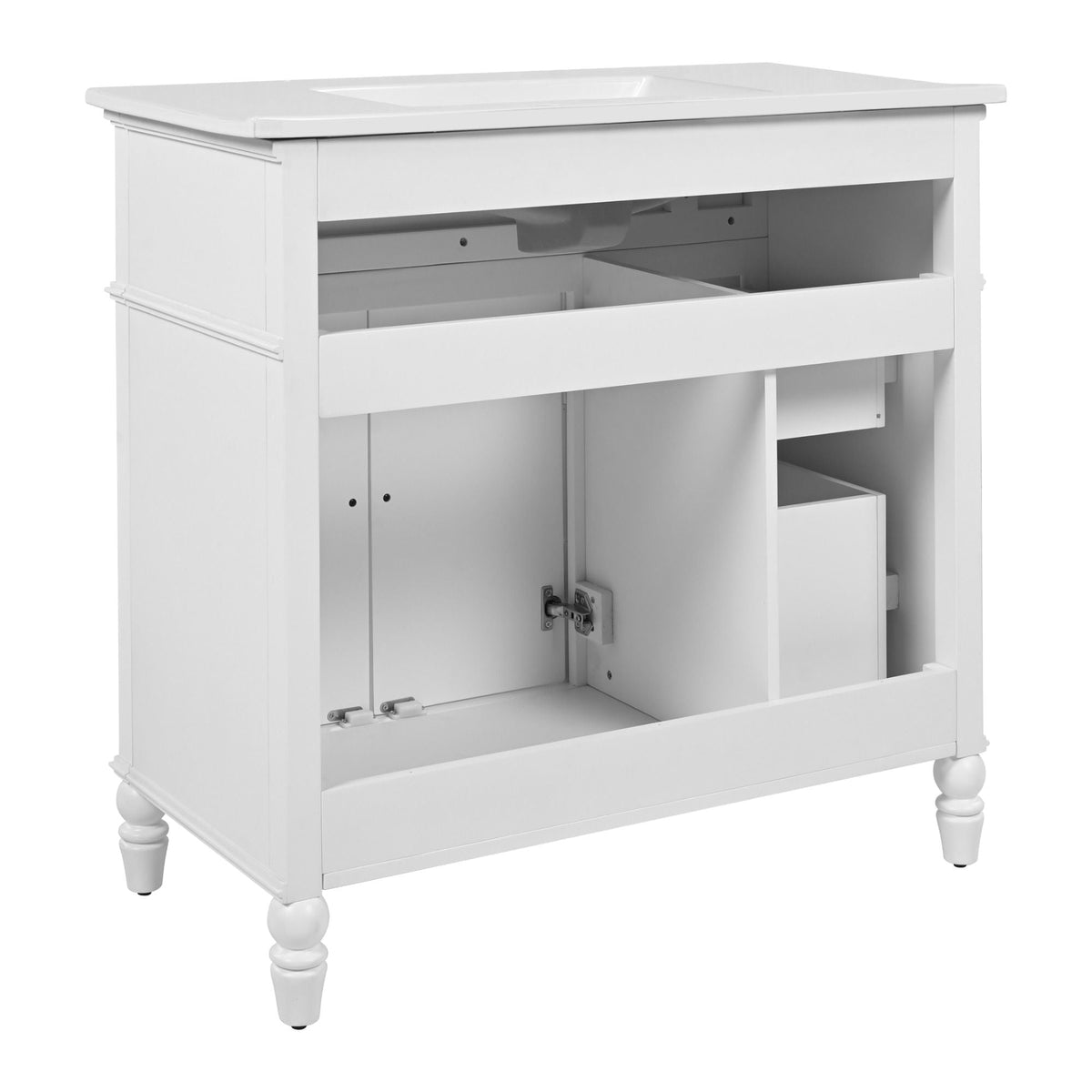 Bathroom Vanity With Sink and Drawers - Freestanding Solid Wood Cabinet