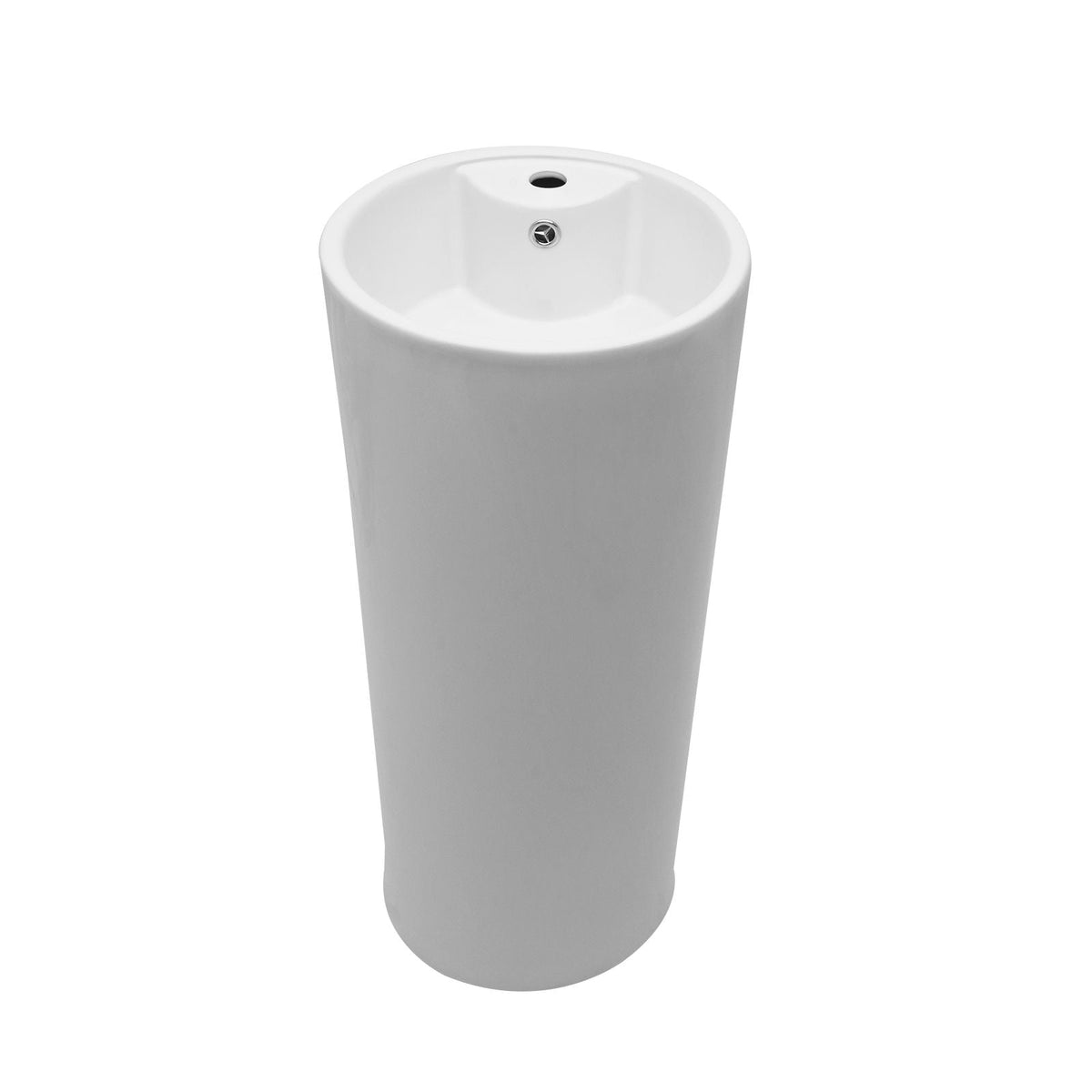 15" Pedestal Sink with Space Saving Design - White
