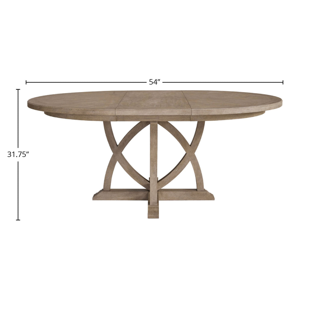 Round Extendable Dining Table with Pedestal Base - Sand