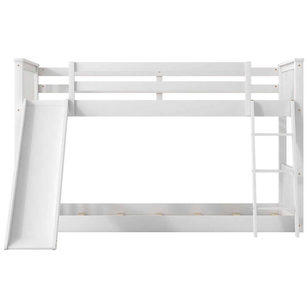 Bunk Bed with Convertible Slide and Ladder - White or Dark Gray