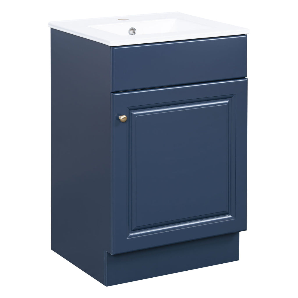Bathroom Vanity with Sink and Adjustable Shelf - Multiple Colors