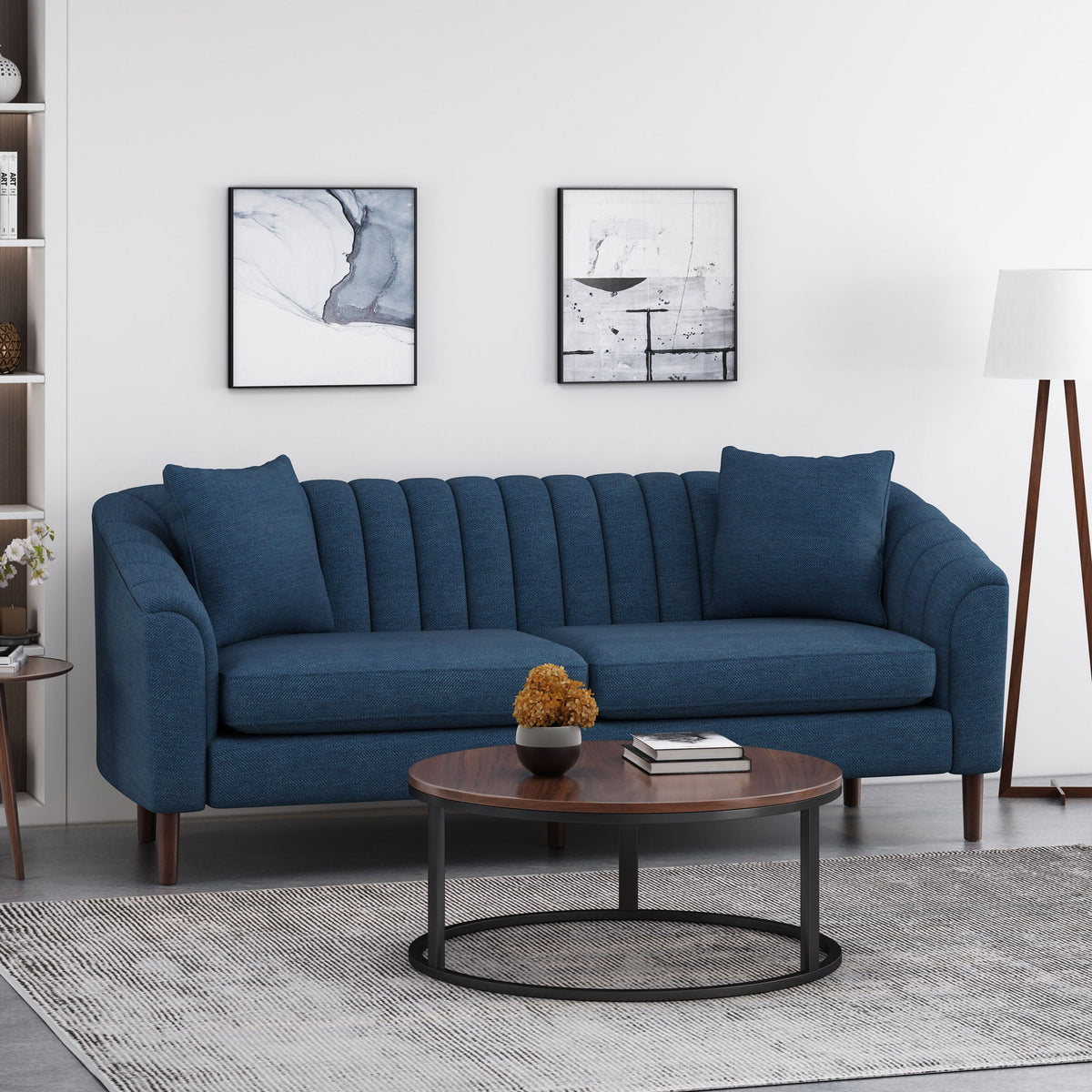 Contemporary 3 Seater Sofa with Button Tufted Accents - Dark Green or Beige