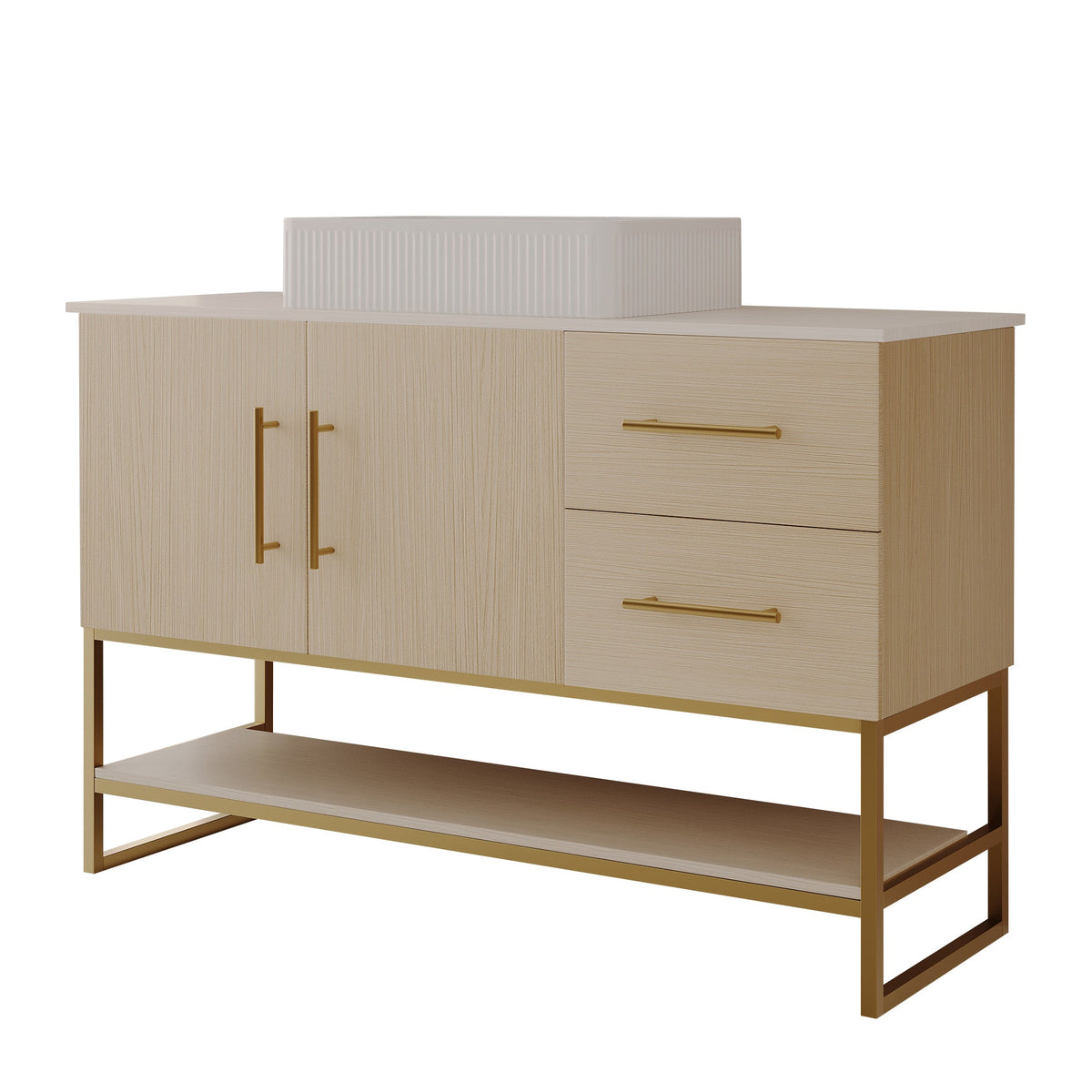 Modern Bathroom Vanity with Ceramic Vessel Sink