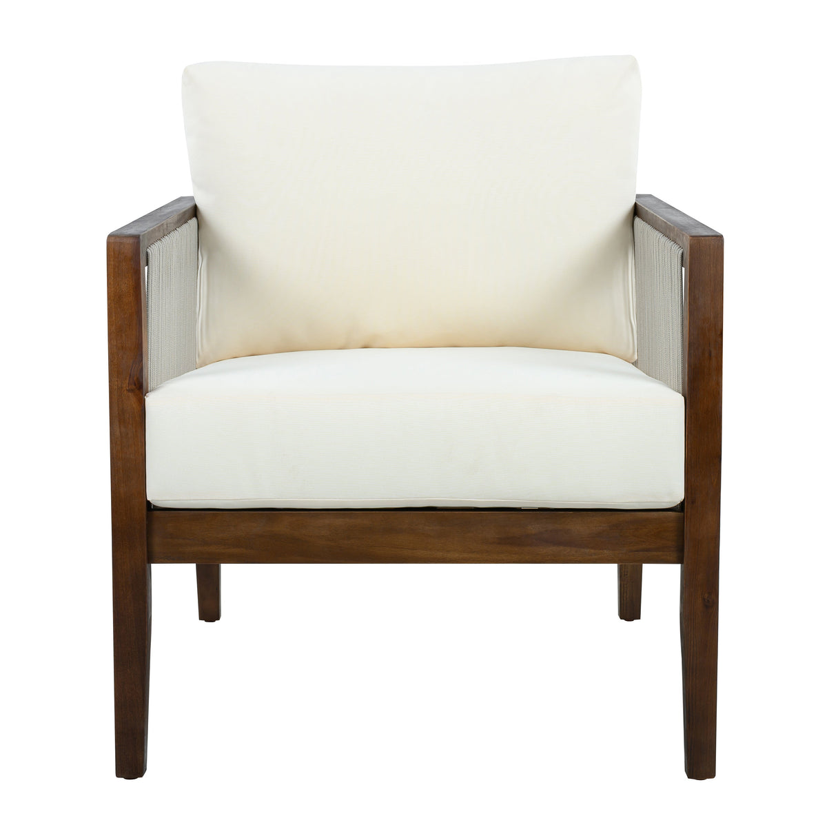 Outdoor Club Chairs (Set of 2) with Rope Back - Beige, Dark Brown or Teak