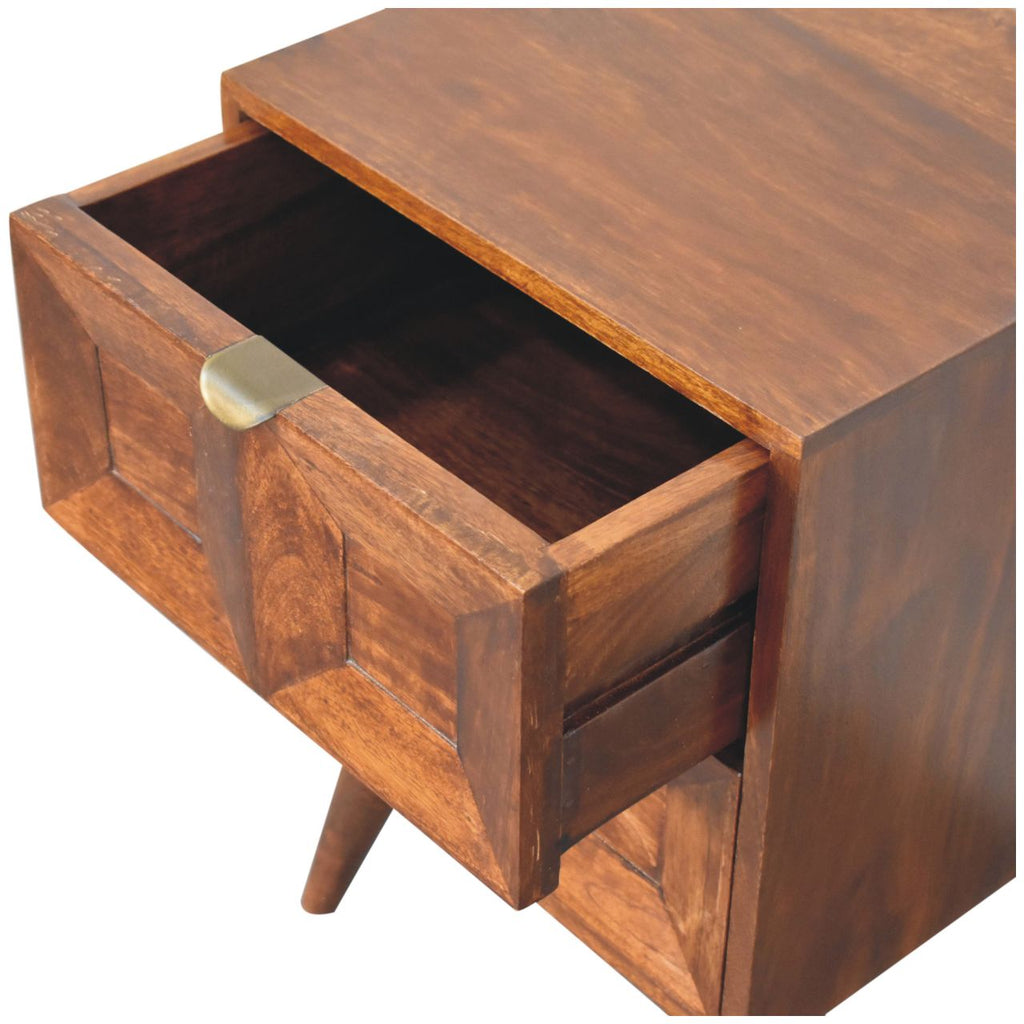 Solid Wood Quad Nightstand with 2 Drawers - Warm Finish