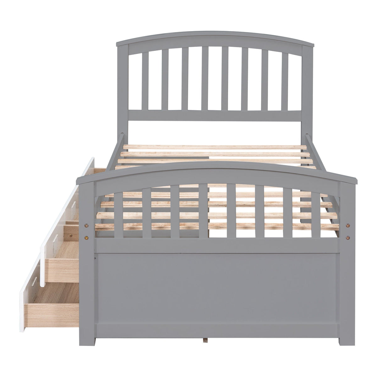 Solid Wood Twin Storage Bed with 6 Drawers - Multiple Colors