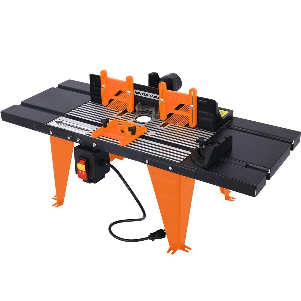 Electric Benchtop Router Table with Aluminum Alloy Construction - Black+Orange