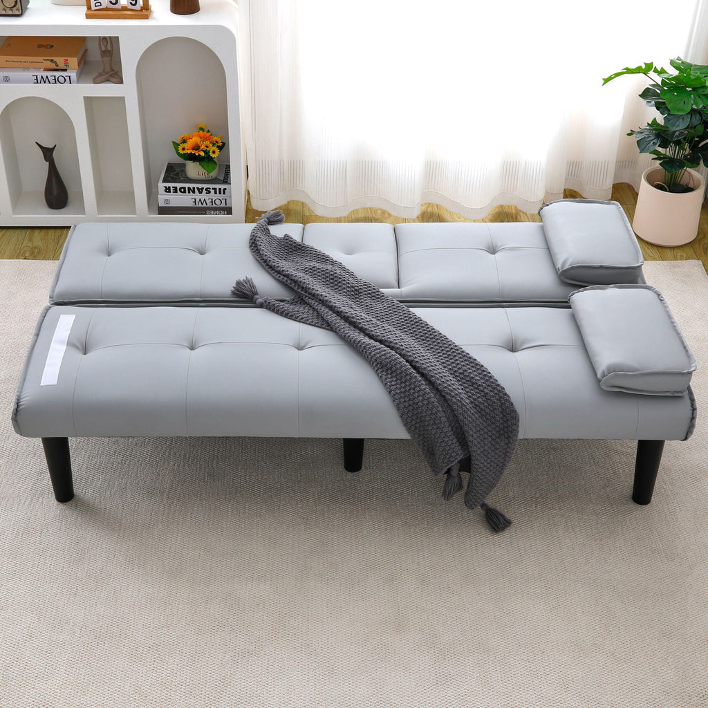 Foldable Sofa Bed with Cup Holder and Solid Wood Frame - Multiple Colors