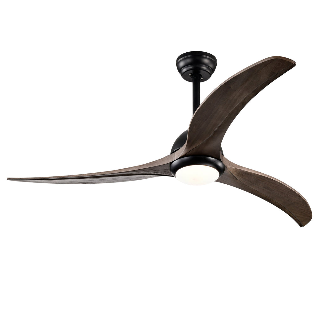 52" Ceiling Fan with Solid Wood Blades and Remote - Matte Black