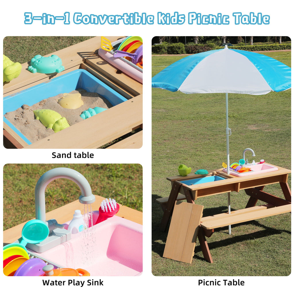 Kids Picnic Table with Sand and Water Table Conversion - Cedar Outdoor Table