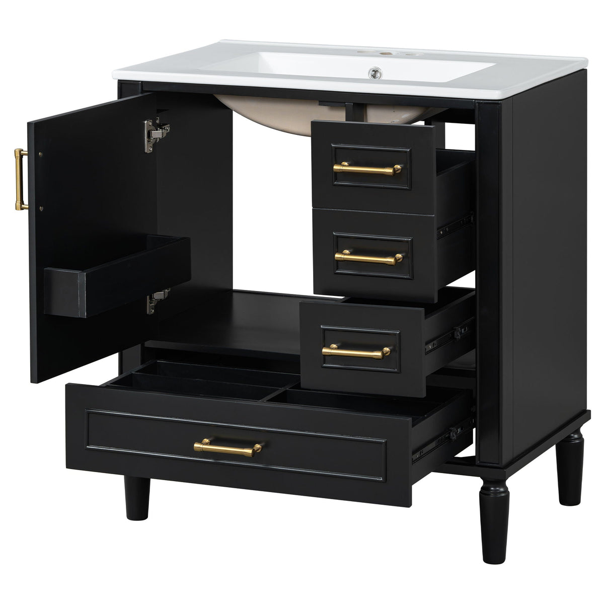 Traditional Bathroom Vanity Set with Soft Close Doors - Multiple Colors
