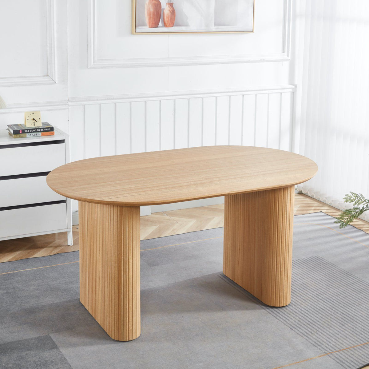 Extensible Dining Table with Metal Legs - Oak