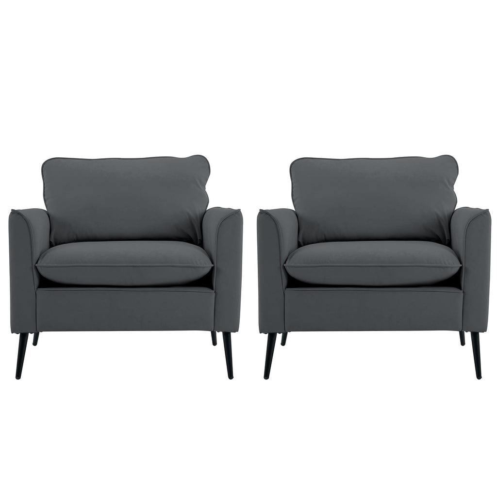 Nordic Retro Light Luxury Upholstered Sofa Chair Set of 2 with Cushions - Multiple Colors