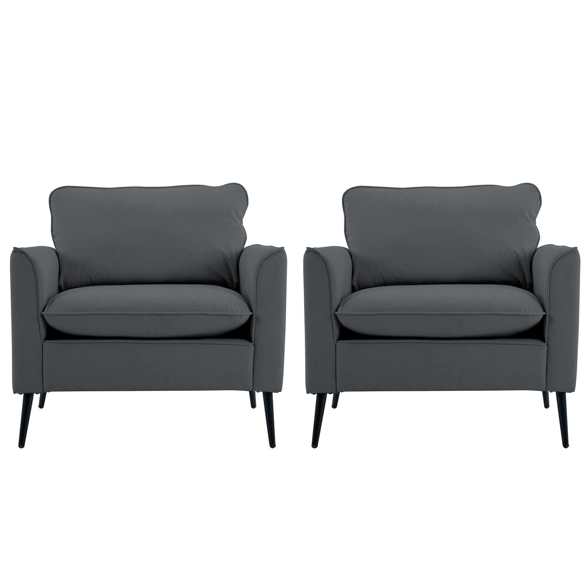 Nordic Retro Light Luxury Upholstered Sofa Chair Set of 2 with Cushions - Multiple Colors