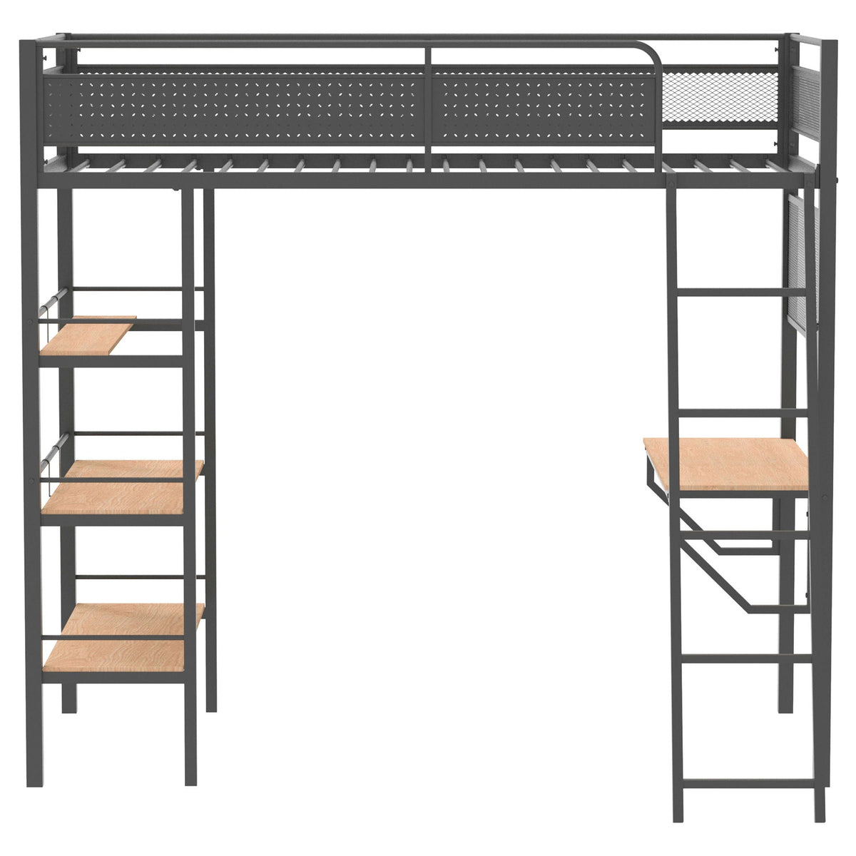 Campus 3-shelf Metal Twin Workstation Loft Bed Matte Black