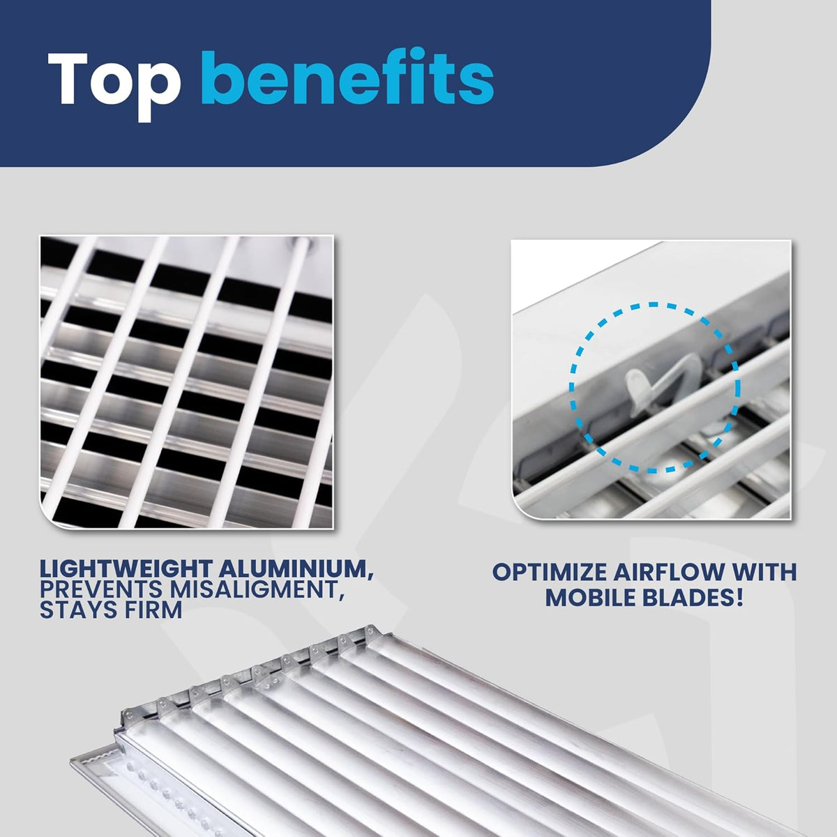 Adjustable Aluminum AC Register Vent Cover with Efficient Air Delivery - Silver
