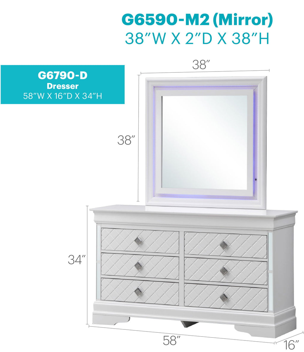 Silver Champagne Dresser with Embossed X Design - Verona