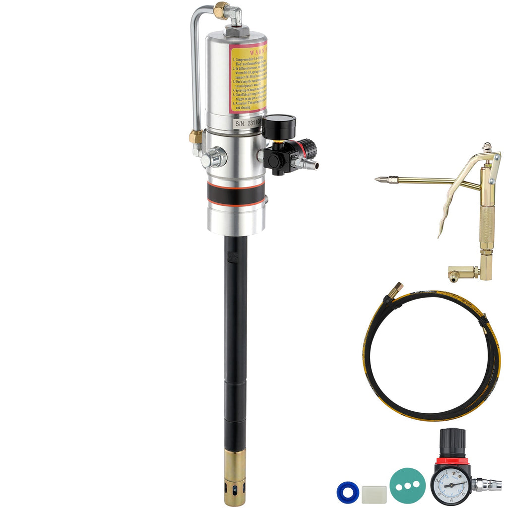 Air Operated Grease Pump with 13 ft Hose and 360° Swivel Gun - Cast-Aluminum