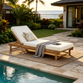 Light Teak Acacia Wood Chaise Lounge Set with Adjustable Backrest - Light Teak