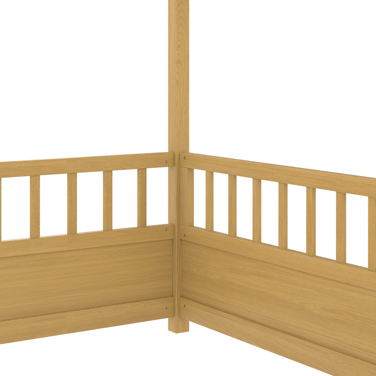 Full Size Wooden Bed with House Roof Frame - Natural