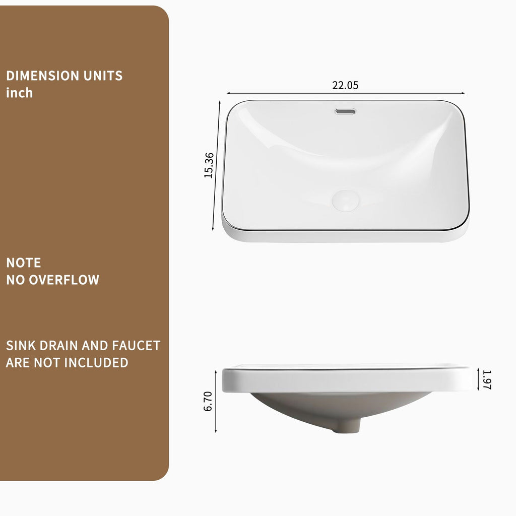 Milk White / Black Undermount Bathroom Sink with Flush-Mount Basin