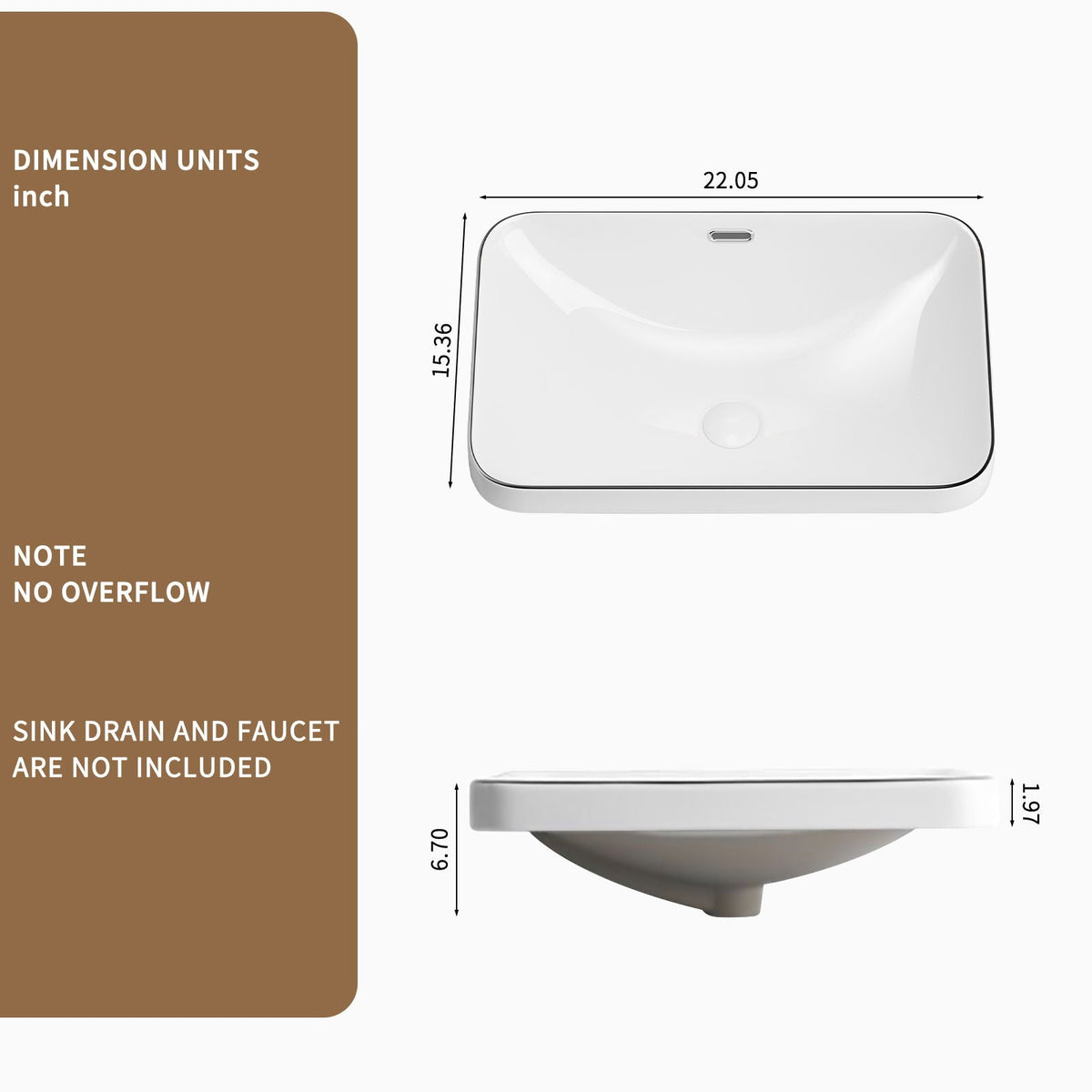 Milk White / Black Undermount Bathroom Sink with Flush-Mount Basin