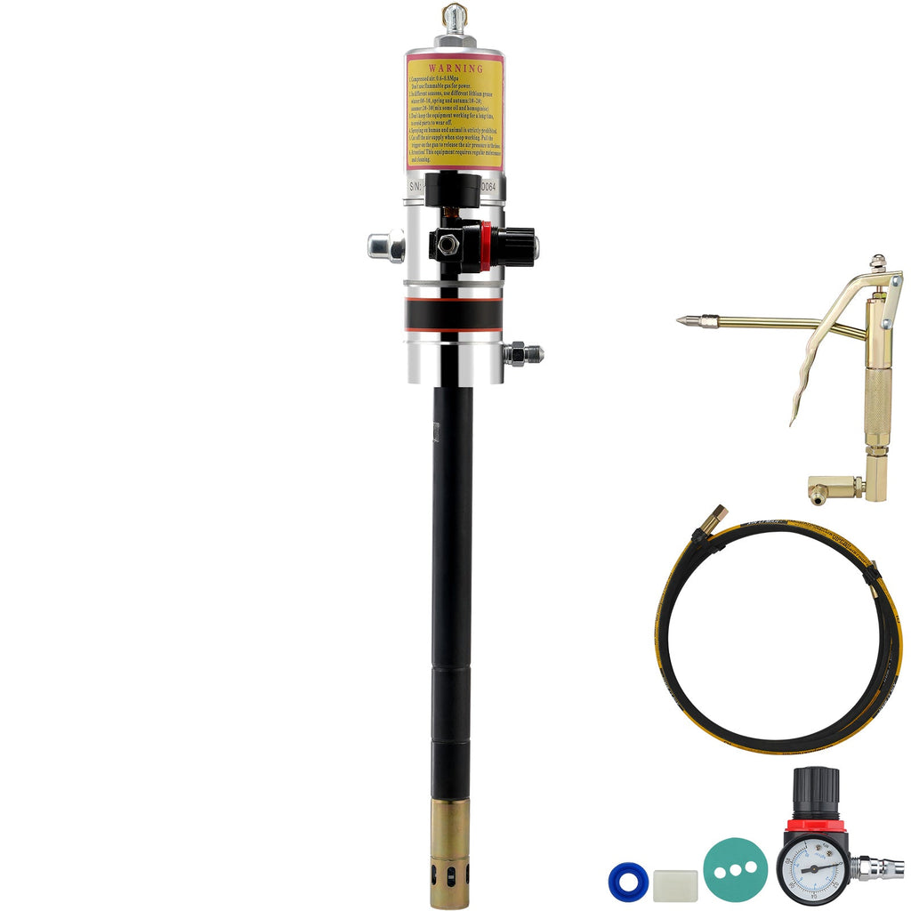 Air Operated Grease Pump with 13 ft Hose and 360° Swivel Gun - Cast-Aluminum
