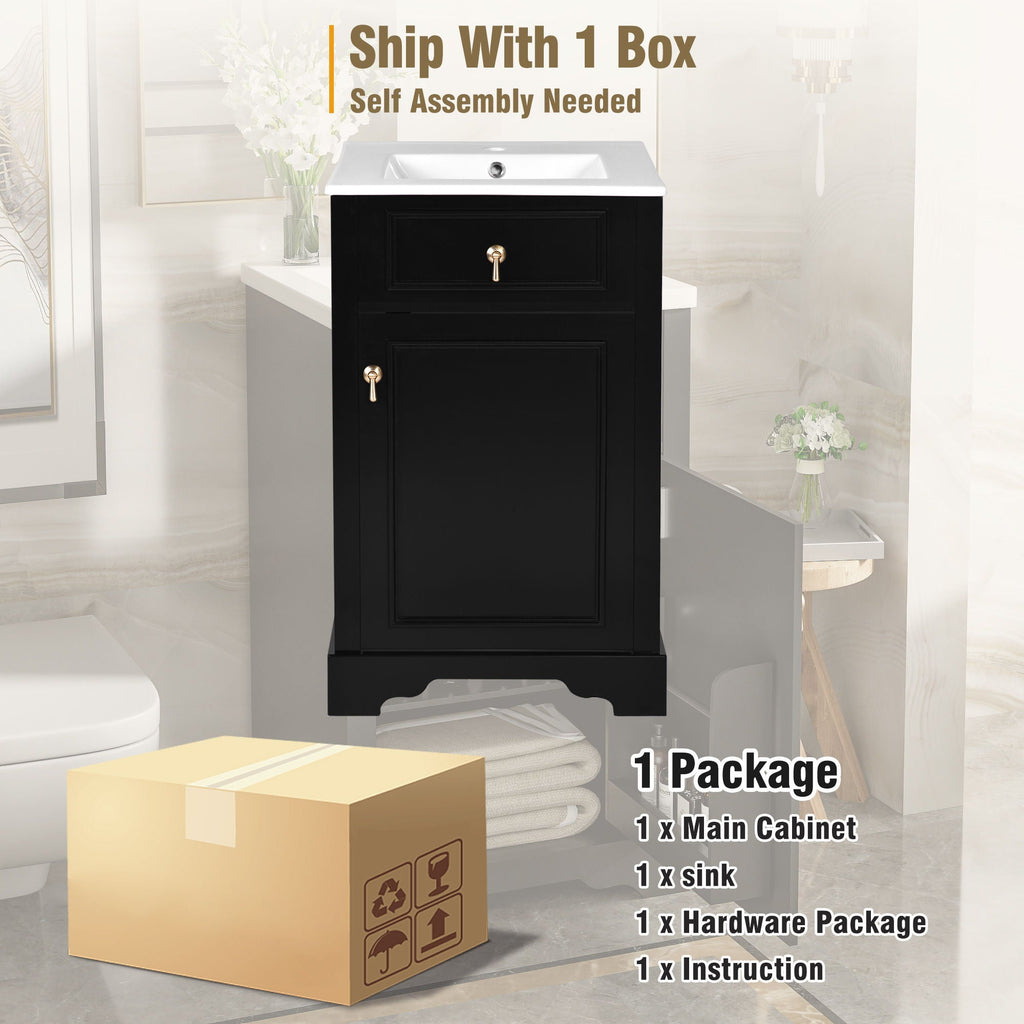 Elegant Bathroom Vanity with Ceramic Sink and Soft-Close Door - Multiple Colors