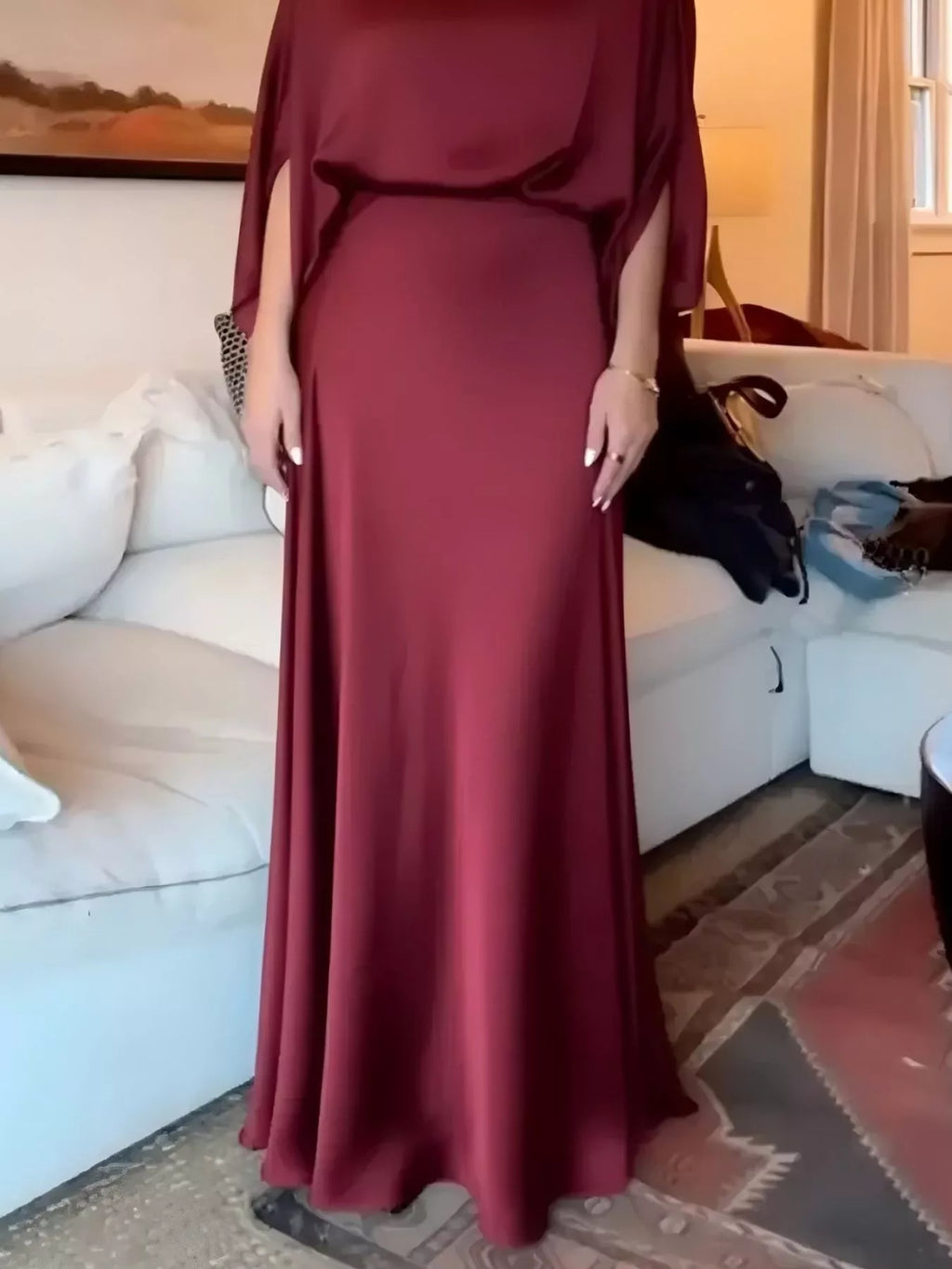 Full Size Elegant Batwing Sleeve Maxi Dress Plus Size