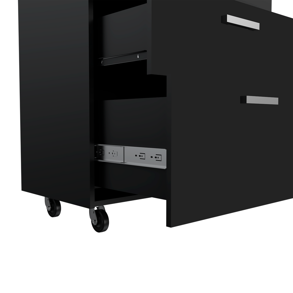 Particle-Board Tool Cabinet with Three Drawers and Wheels - 35" H
