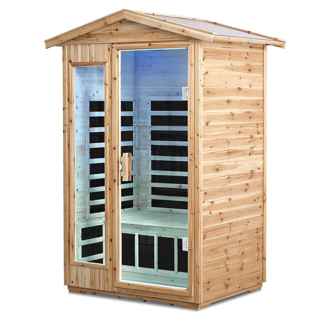 Two Person Far Infrared Sauna Room with Bluetooth and LED Lighting - Natural Old Fir