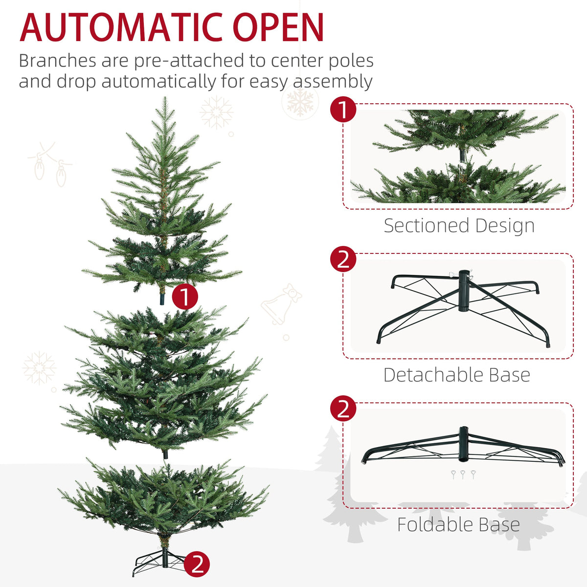 7.5 Foot Artificial Christmas Tree with Realistic Branches - Green