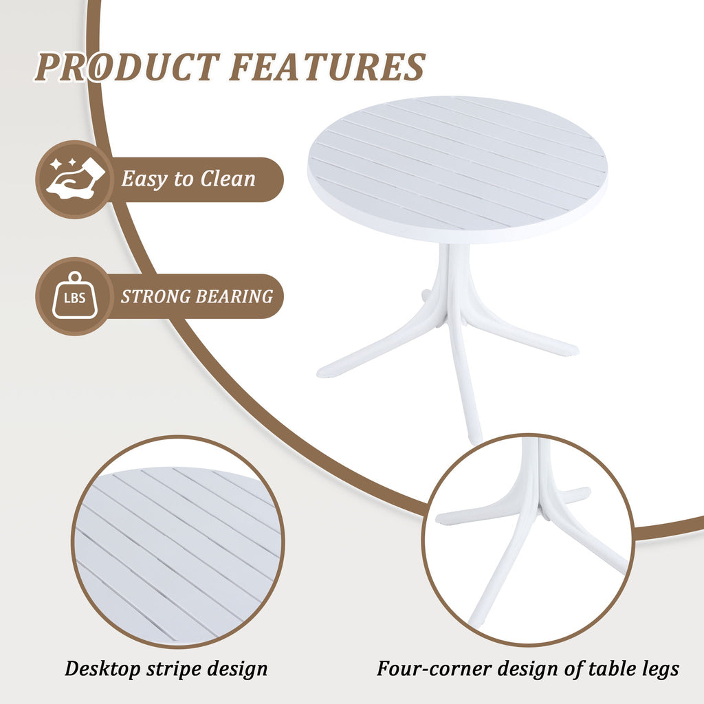 Modern Round Dining Table with Waterproof, UV-Resistant Finish - White