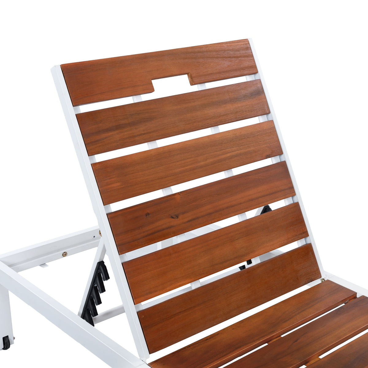 Outdoor Chaise Lounge Chair with Adjustable Backrest - Brown / White