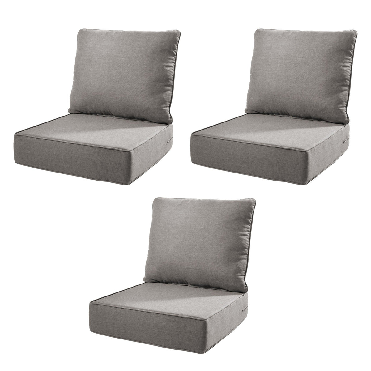 6" Thick Outdoor Chair Cushion Set with Removable Covers - Gray