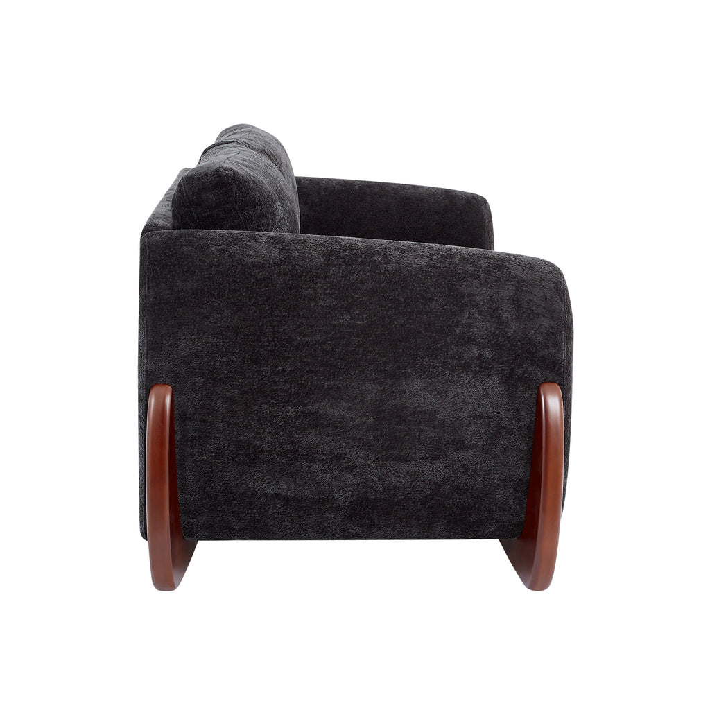89" Chenille Sofa with Wooden Legs - Black