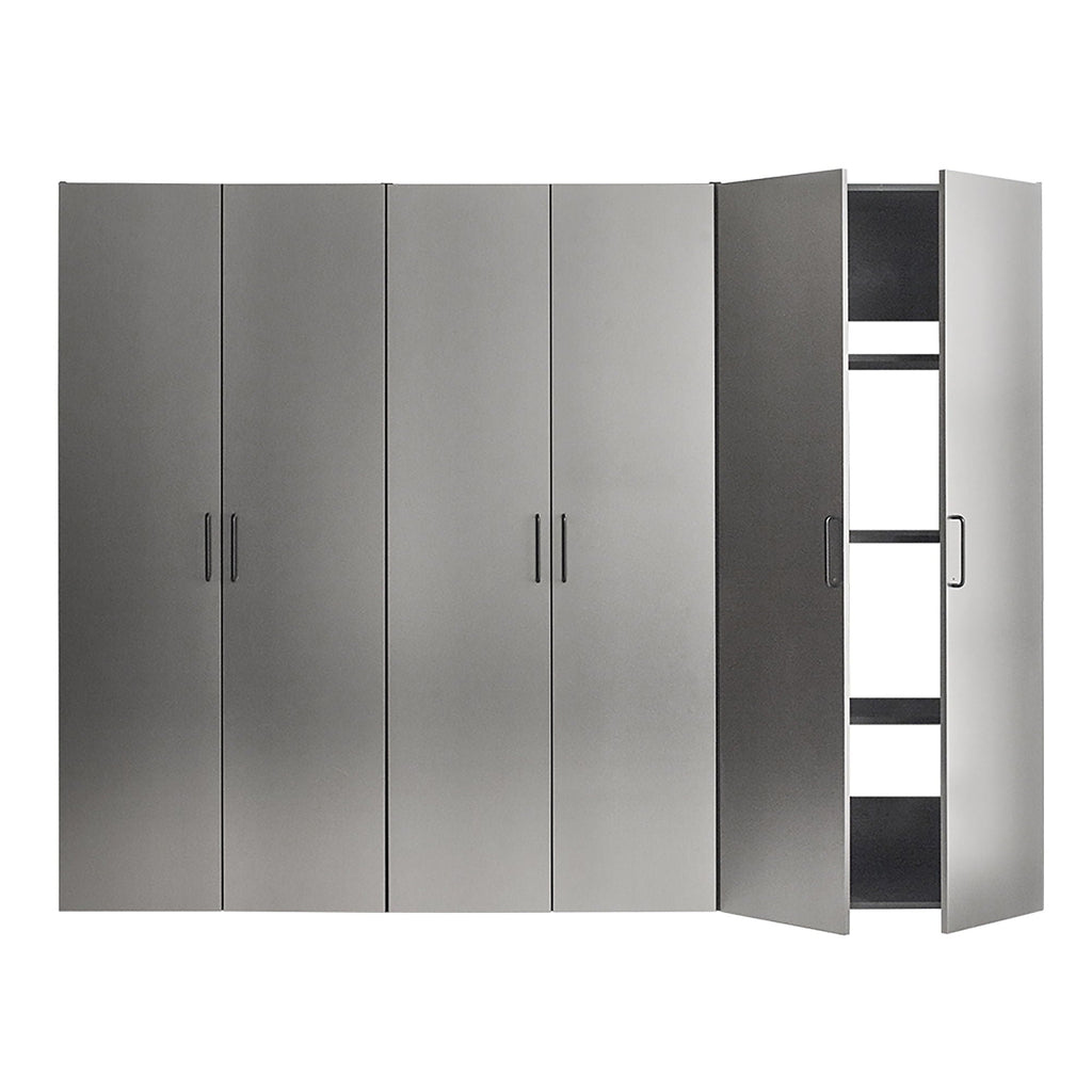 Metallic Gray Garage Cabinet Set with Soft-Close Drawers - 94.5" Wide