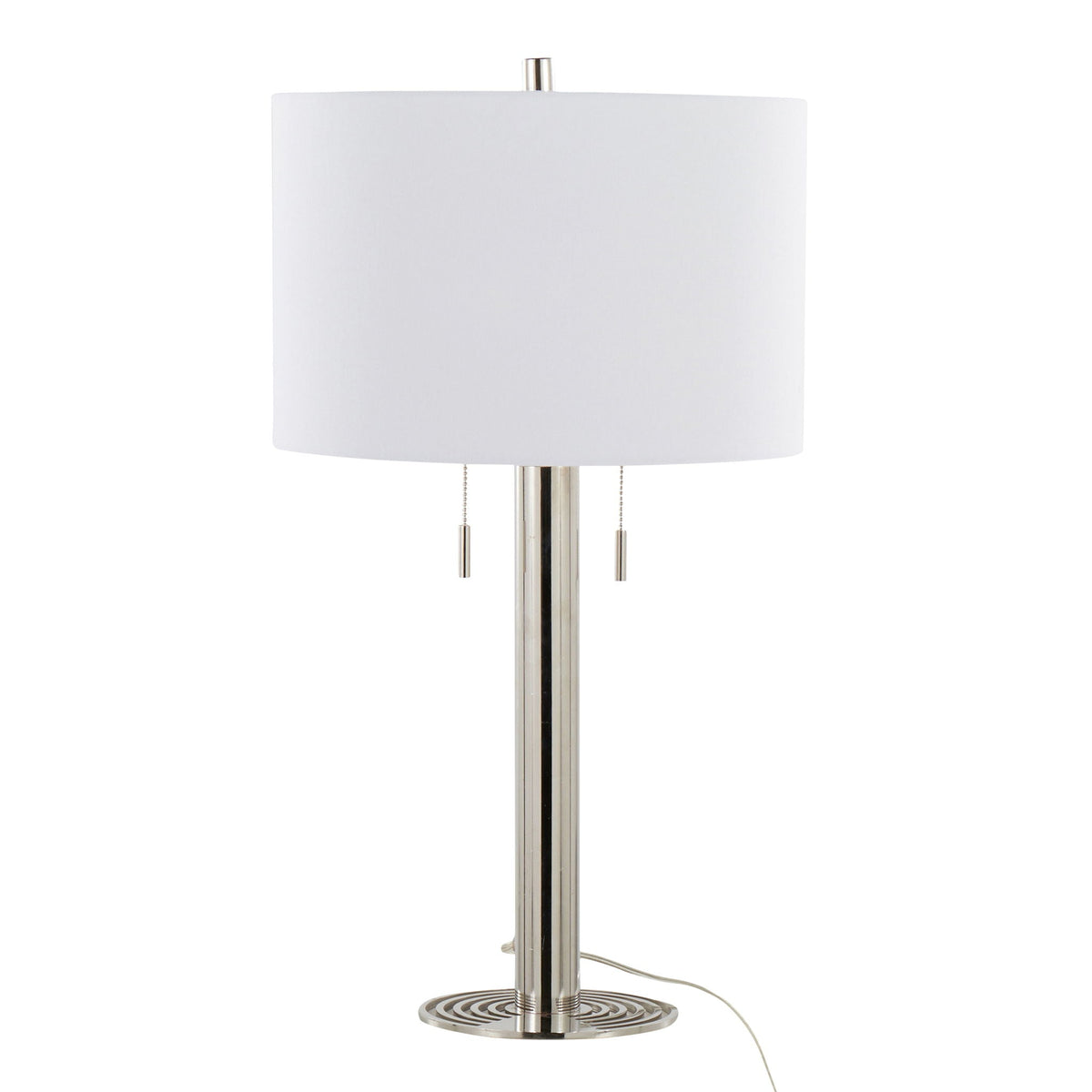 Contemporary Table Lamp Set with Polished Nickel Base - White, 29"