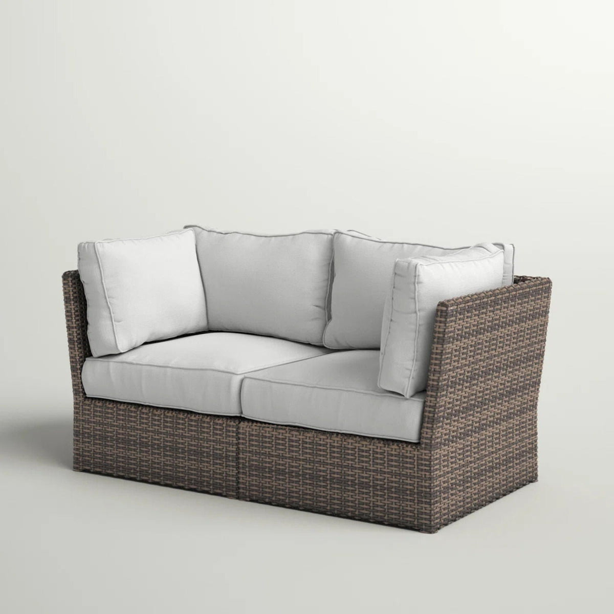 Modern Patio Wicker Loveseat with Cushions - Dark Brown or Gray