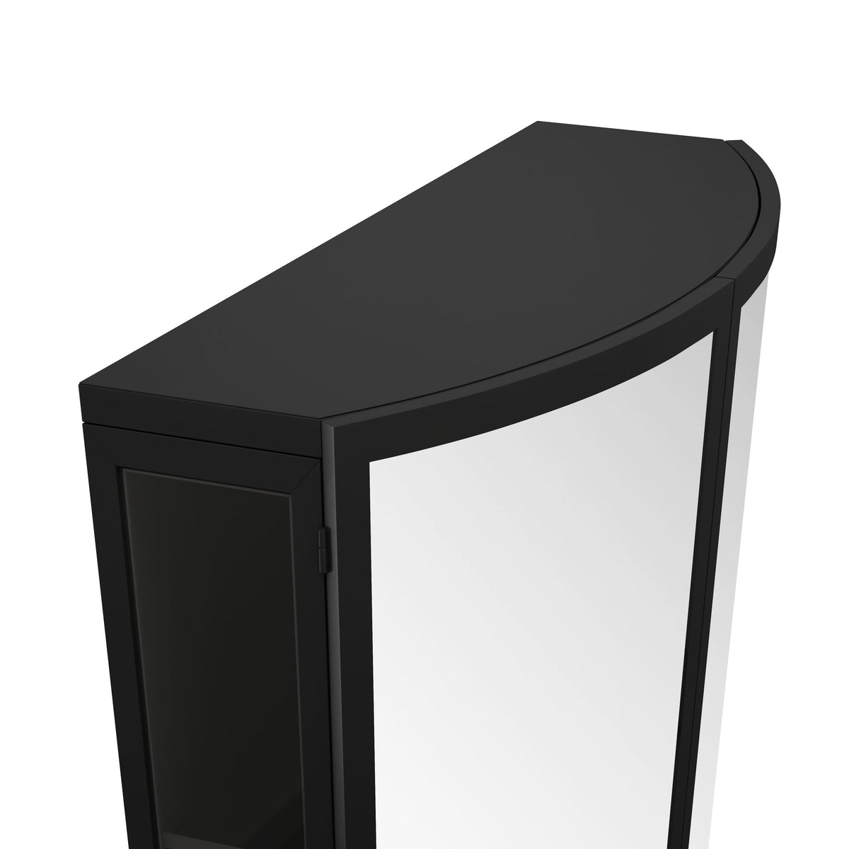 Arched Glass Double Door Wardrobe with Shatterproof Mirror - Black or White