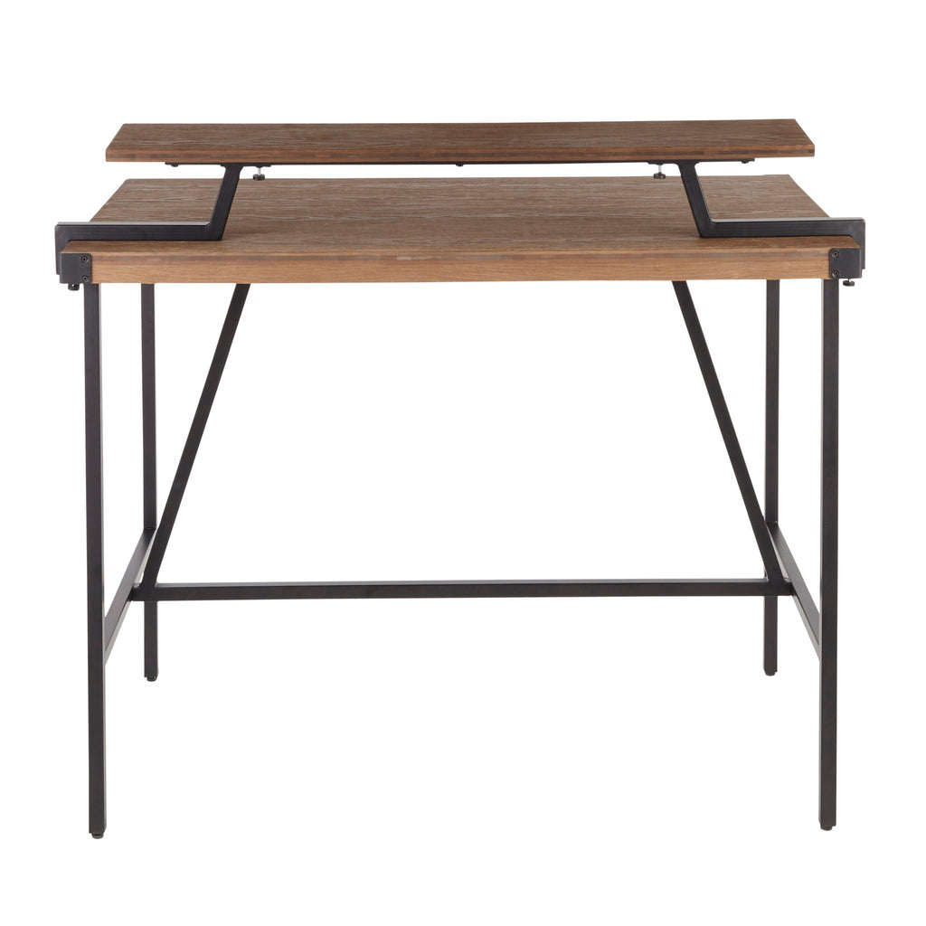 Industrial Counter Table with Metal Frame - Black or Dark Brown