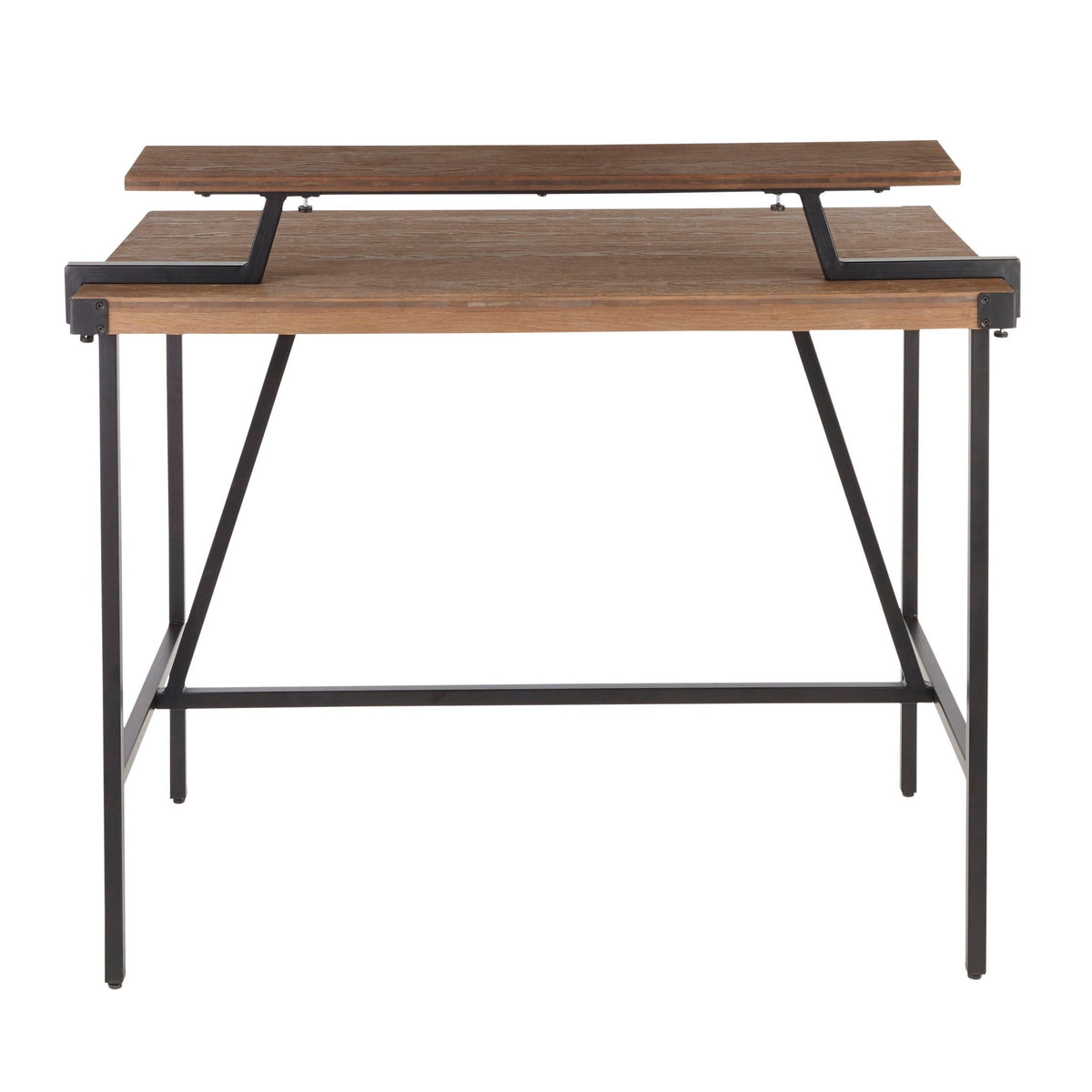 Industrial Counter Table with Metal Frame - Black or Dark Brown