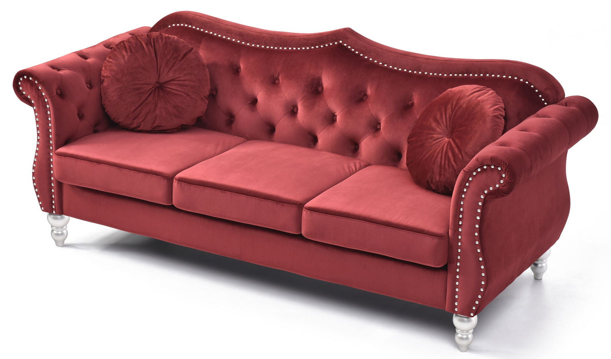 Hollywood Sofa with Tufted Back and Nailhead Trim - Multiple Colors