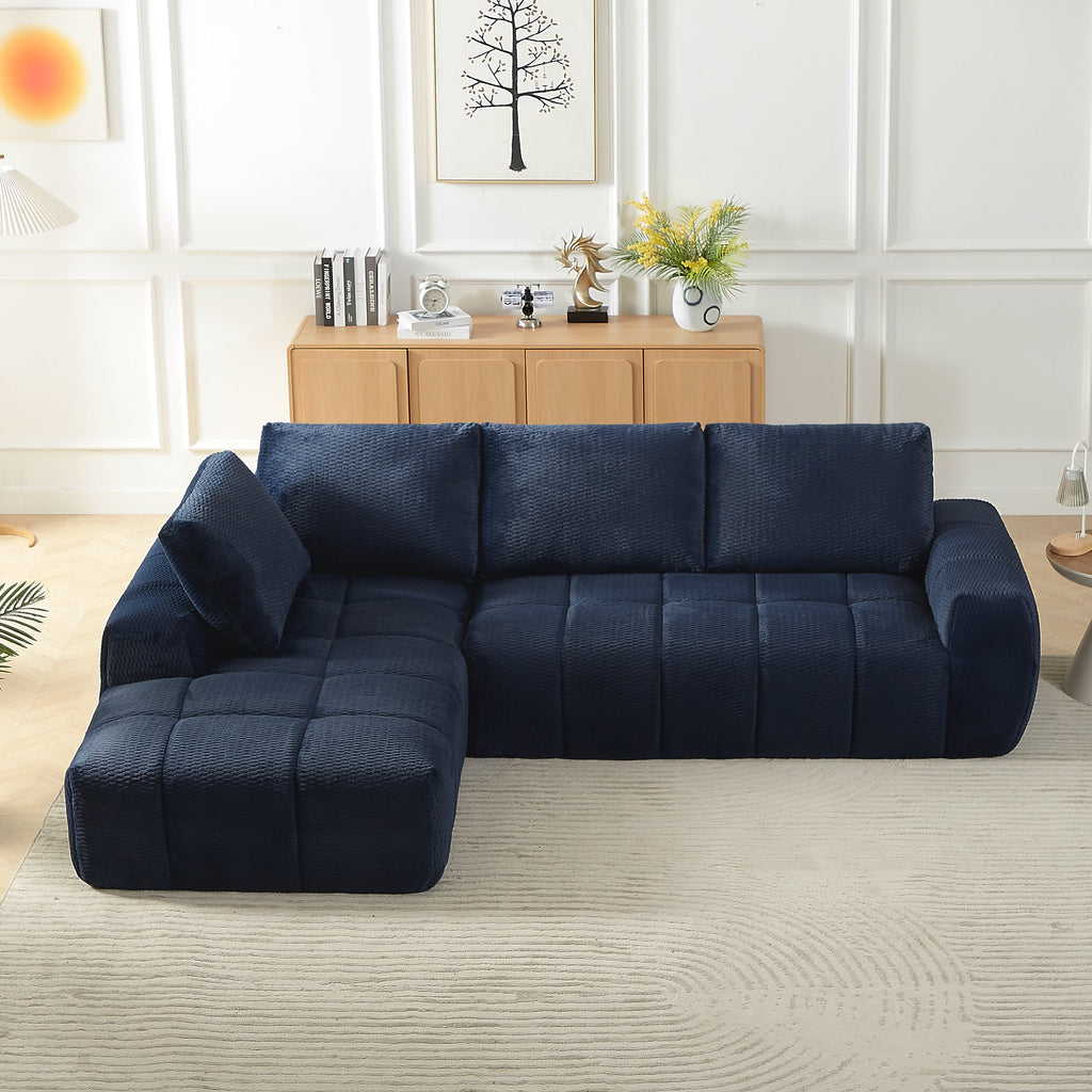 Faux Fur L-Shape Luxury Sectional Oversized Sofa with Plush Comfort - White