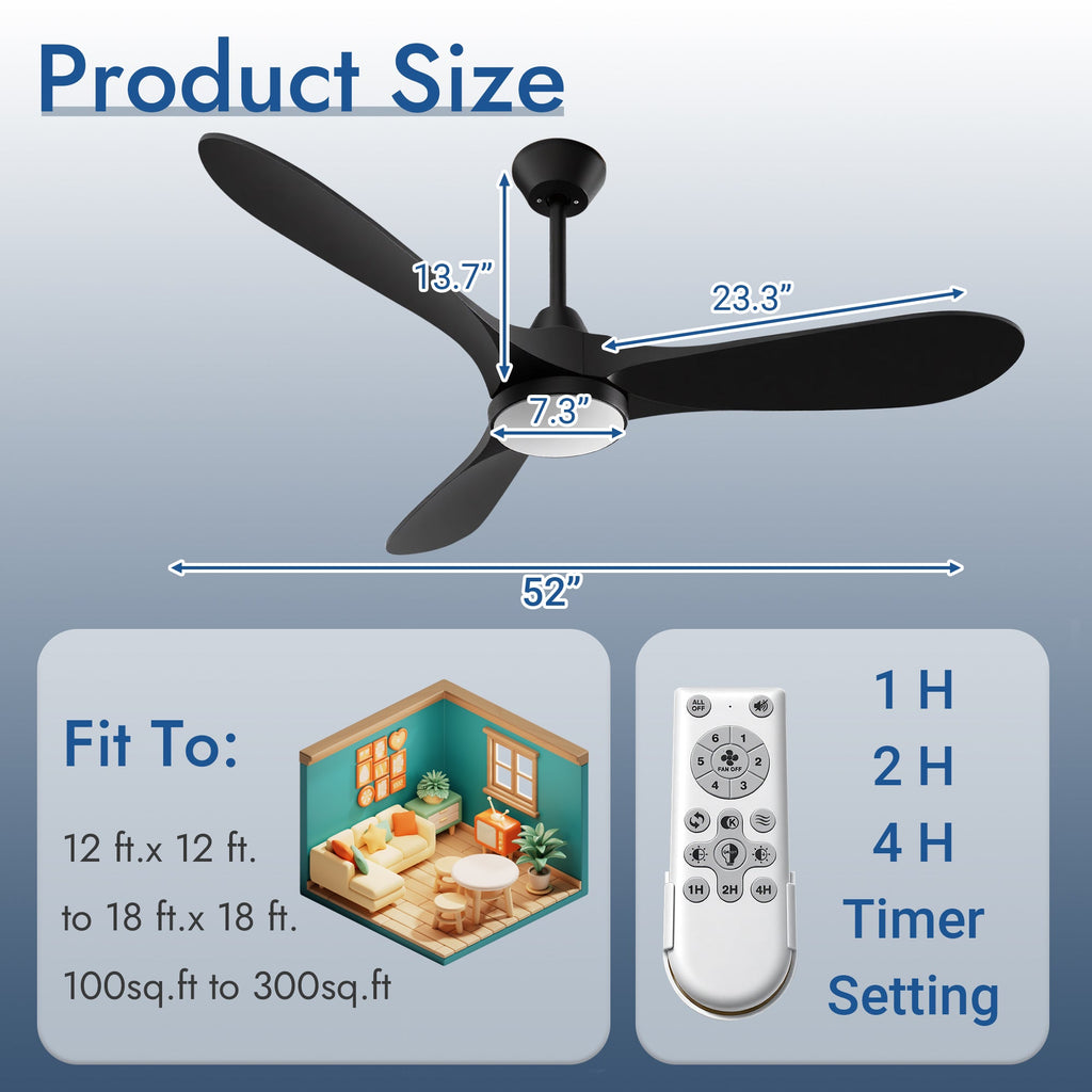 52-Inch Ceiling Fan with Lights and Remote Control